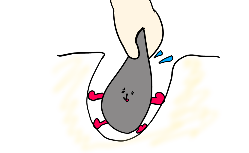 毛が抜けるイラスト