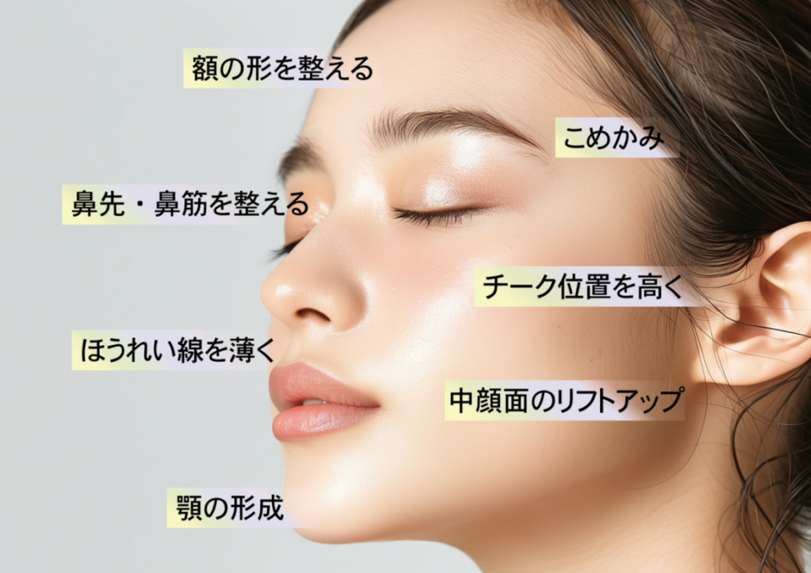 ヒアルロン酸注入部位が分かる写真