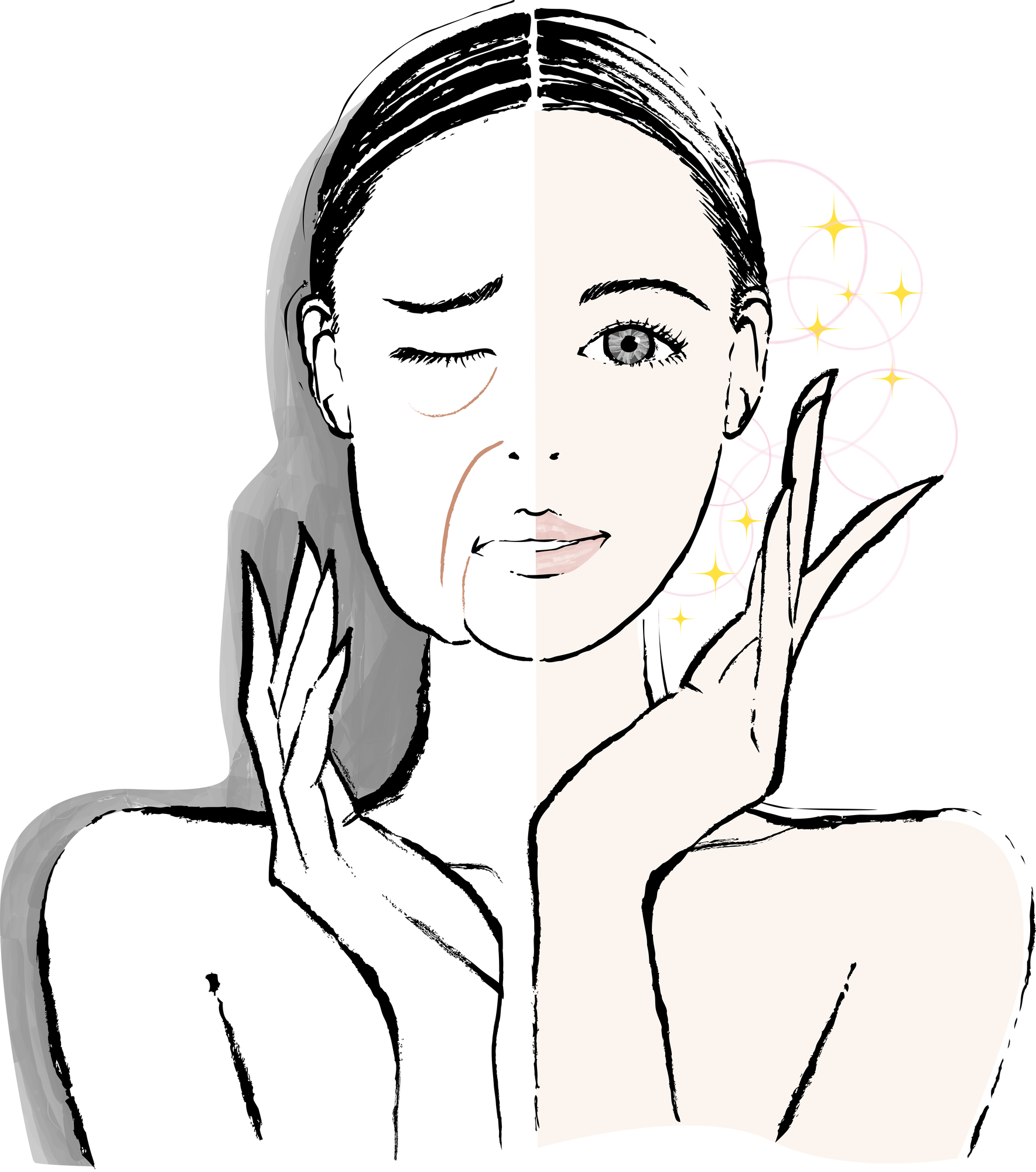 たるみを気にする女性のイラスト