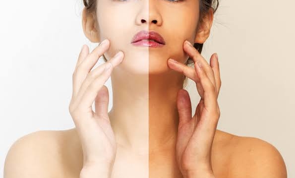 色黒肌と色白肌の女性写真